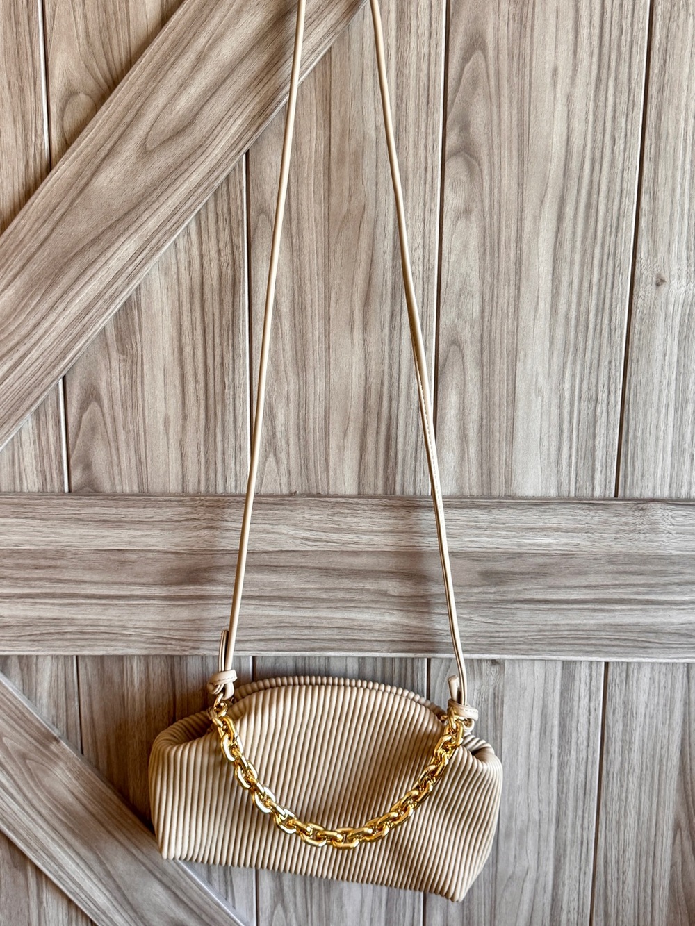 Urban Expressions Beige Crossbody with Gold Chain